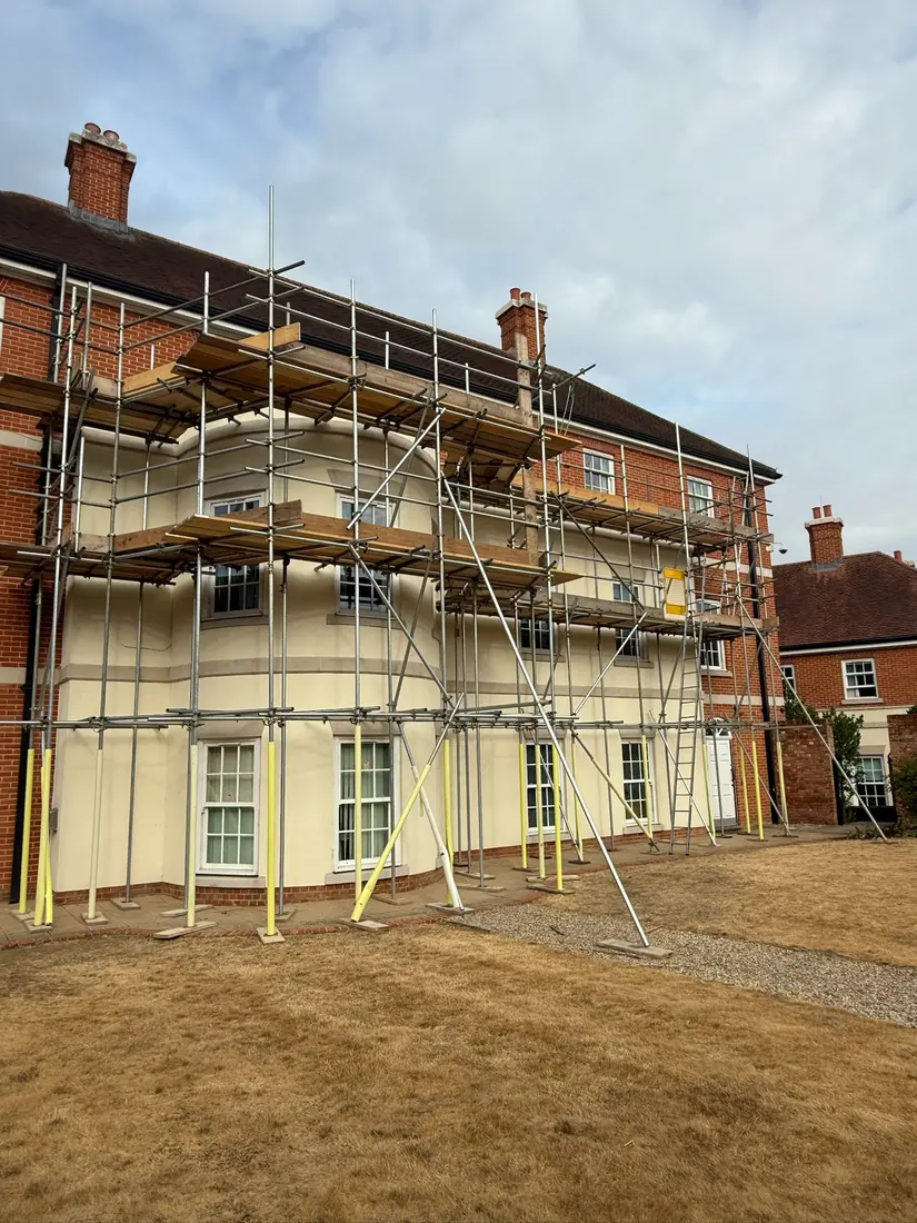 Scaffolding along an apartment block by Falcon Scaffolding
