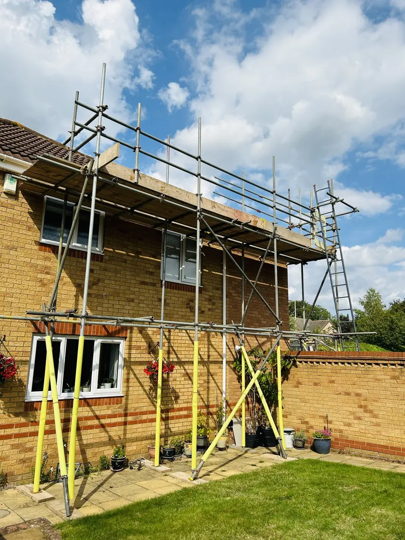 Domestic scaffold with pole protection by Falcon Scaffolding